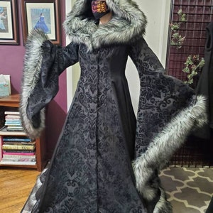Goth Viking Queen Wedding Dress With Sleeves Unique Faux Fur Trimmed ...