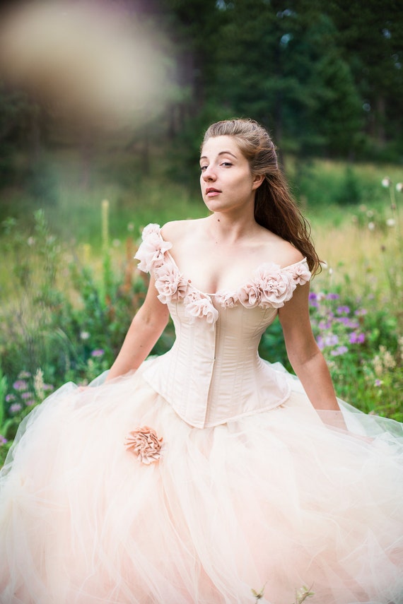 Blush Polka Dot Elegant Dress, Wedding Blush Dress, Off Shoulder Dress