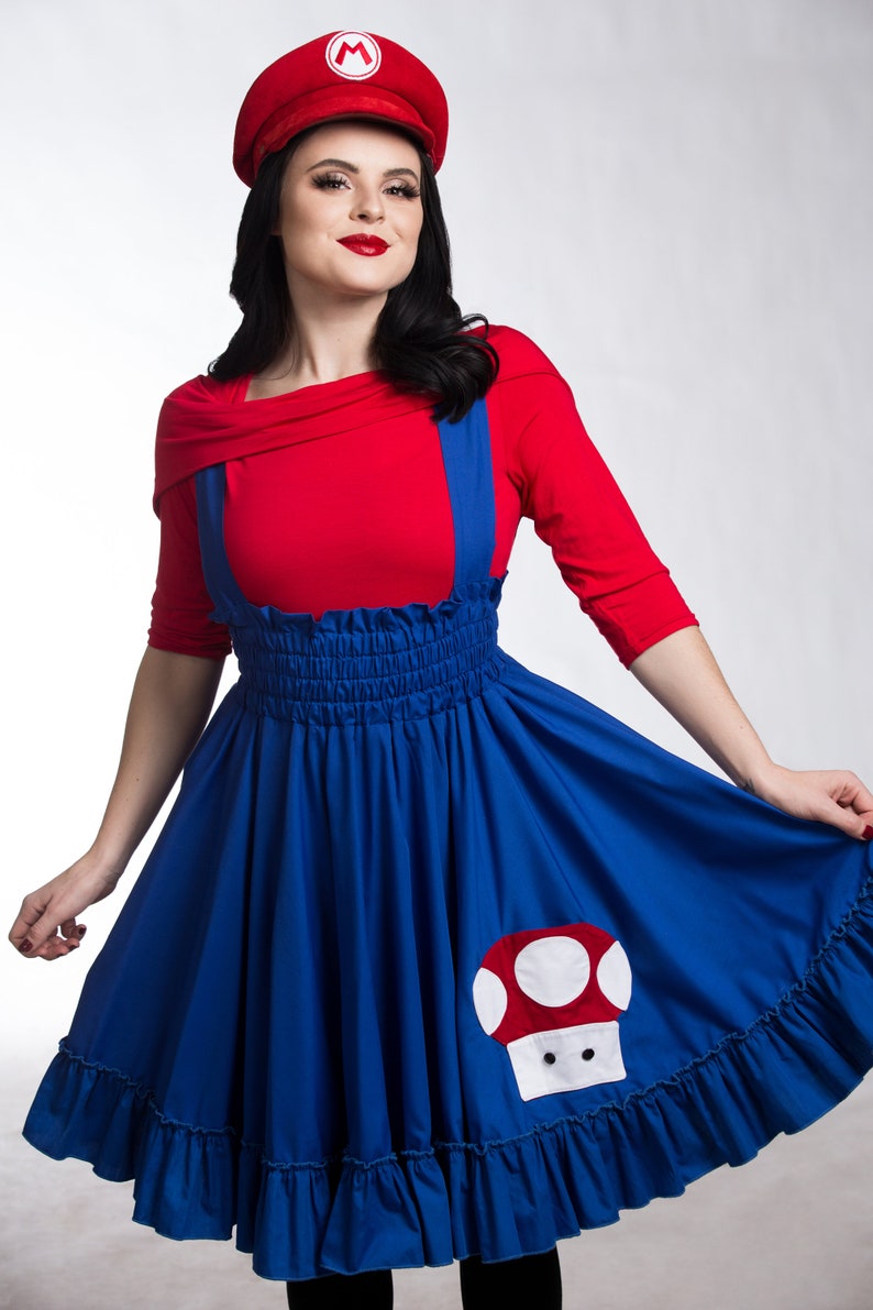 Mario Cosplay Dress Woman/'s Costume Geek Super Mario Brothers Video Game Custom to Order Petite to Plus Size