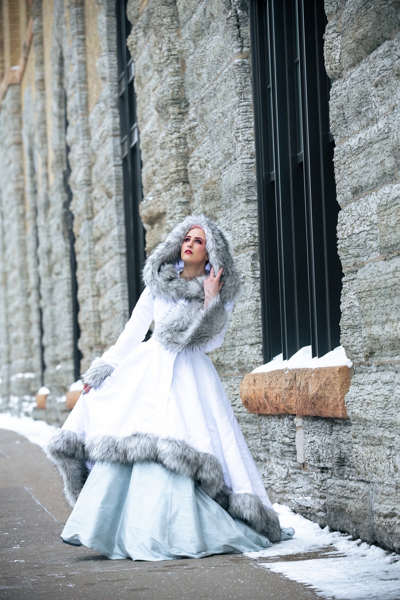 Winter Queen Wedding Dress Ice Wedding Corseted Bridal Gown in Pale Blue Custom to Order Petite to Plus image 10