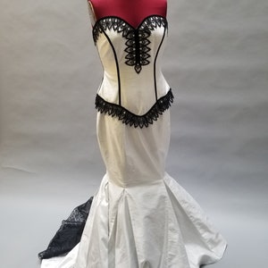 Mermaid Wedding Dress Goth Bridal Gown Unique Gothic Corset Steampunk Couture Dark Dance Custom to Order Petite to Plus Size image 7