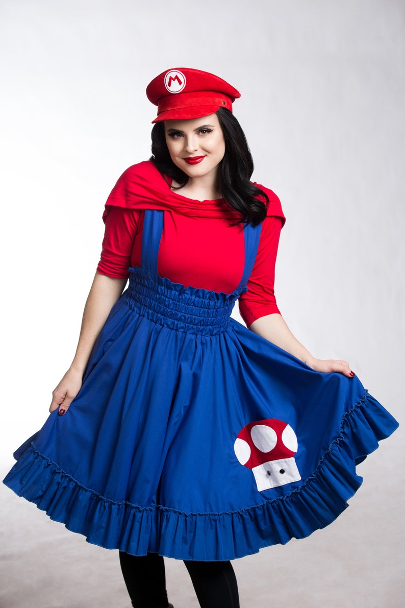 Mario Cosplay Dress Woman/'s Costume Geek Super Mario Brothers Video Game Custom to Order Petite to Plus Size