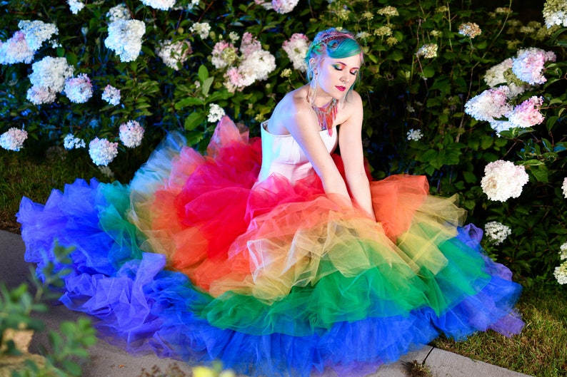 Rainbow Tulle Skirt Petticoat Ballgown Pride LGBTQ Prom image 1