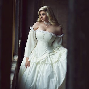 Fairytale Wedding Dress Ballgown  Unique Wedding Dress For Petite to Plus Size Long Sleeve Corset Dress Custom to Order