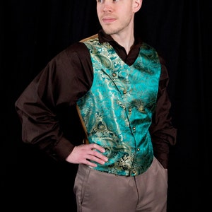 Asymmetrical Steampunk Vest West World Cosplay Mens Victorian Waistcoat Wedding Gothic Clothing Custom to Order image 1