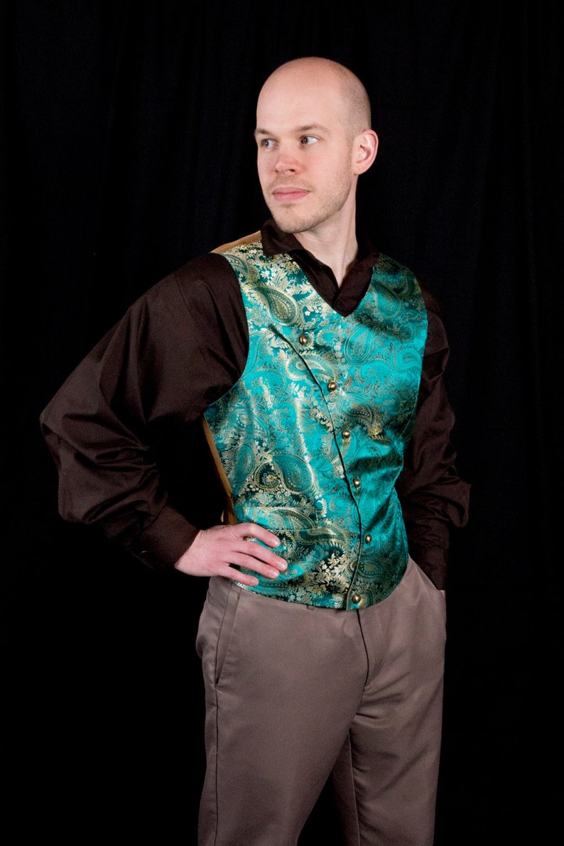 Asymmetrical Steampunk Vest West World Cosplay Mens Victorian Waistcoat Wedding Gothic Clothing Custom to Order image 1