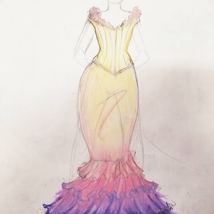 Custom Wedding Dress Design Fashion Sketch or Custom Cosplay Fashion Illustration for Steampunk Gothic Clothing image 6