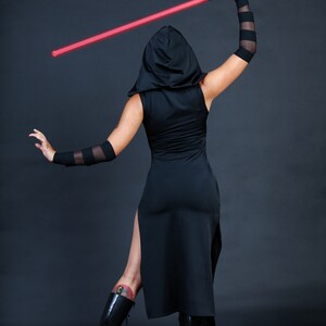 Womans Sith Costume Star wars Cosplay Sexy Adult Halloween Costume Witchy Hooded Dress ONLY Custom to Petite to Plus Size image 7