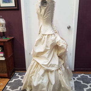 Alternative Wedding Dress Unique Victorian Bustle Gown Cream Steampunk Corset Off the Shoulder Custom to Any Size image 8