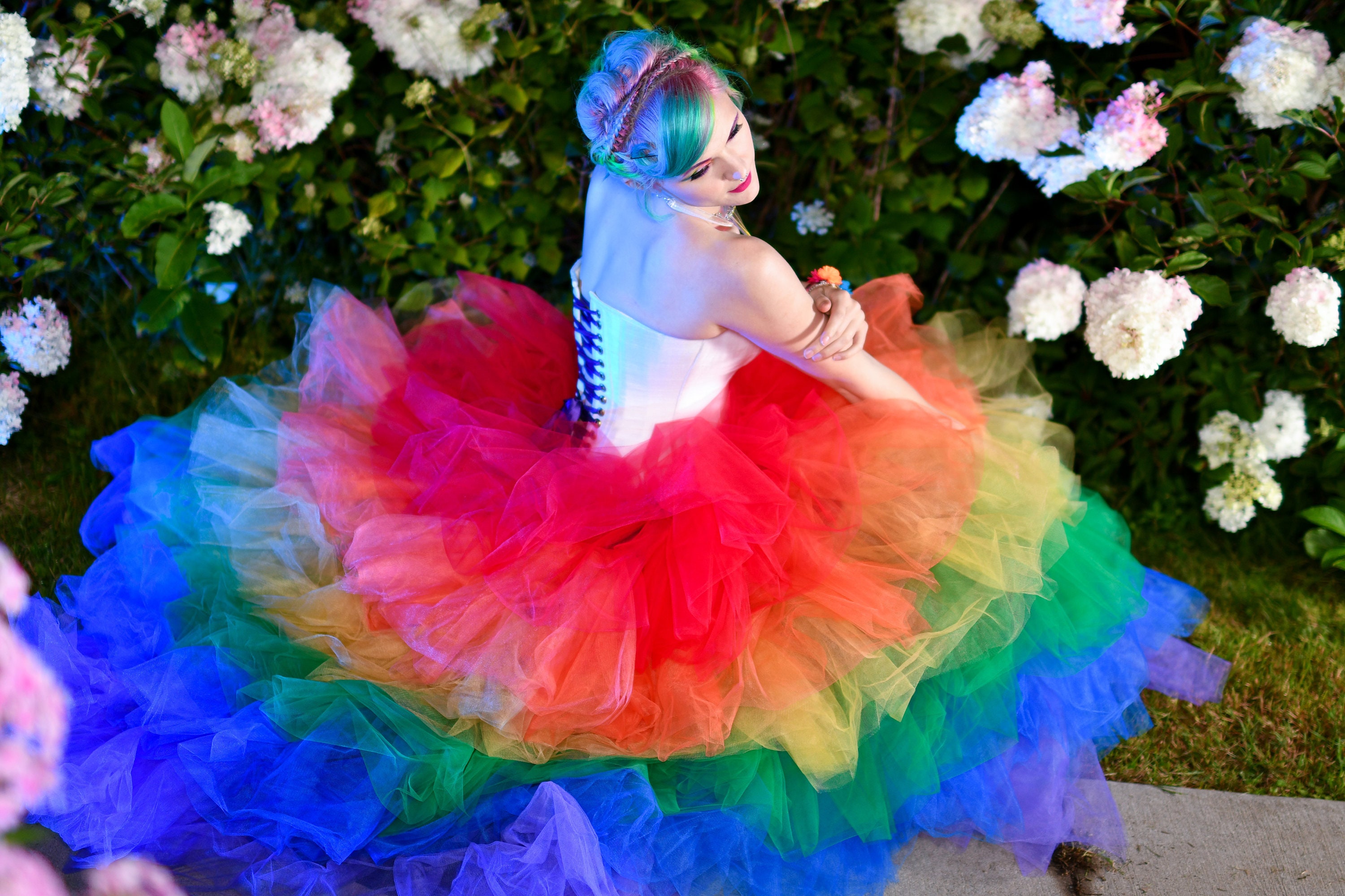 Pastel Rainbow Tulle Skirt Womens Custom Plus Size Tulle Midi