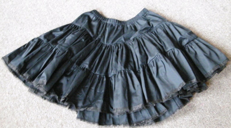 Witchy Clothing UnderSkirt Black Cotton Goth Skirt Gothic Lolita Petticoat Short Tiered Ruffled Skirt Custom to Order Petite to Plus size image 2
