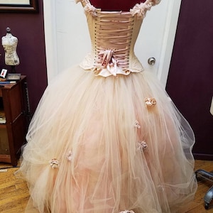 SAMPLE SALE Blush Wedding Dress Pink Fantasy Ball Gown Whimsical Fairy Tulle Skirt Corset Dress Size Medium Dress 12-16 image 7