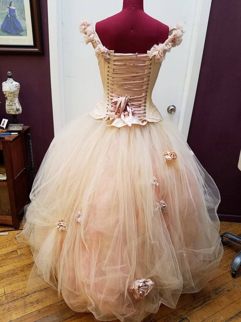 Pink Fairy Wedding Dress Blush Ball Gown Off the Shoulder Unique Corset Alternative Tulle Skirt Fantasy Petite to Plus Size Custom image 8