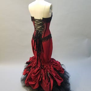 Vampire Dress Gothic Bridal Gown Dark Fairy Red Wedding Dress Goth Steampunk Alternative Bridal Unique Goth Mermaid Gown Custom Order image 9