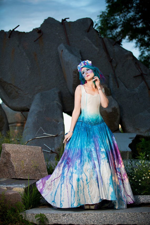 Galaxy Wedding Dress Off Shoulder Dress Starry Night Fairy Etsy
