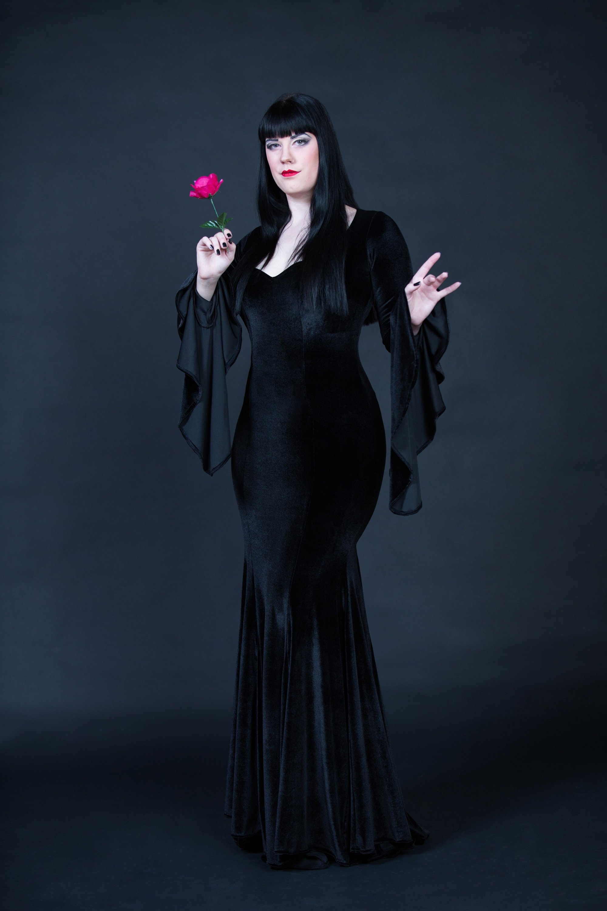 Morticia Addams Costume Black Velvet Dress Sexy Adult Etsy