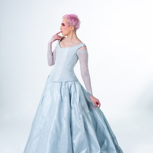 Winter Queen Wedding Dress Ice Wedding Corseted Bridal Gown in Pale Blue Custom to Order Petite to Plus image 1