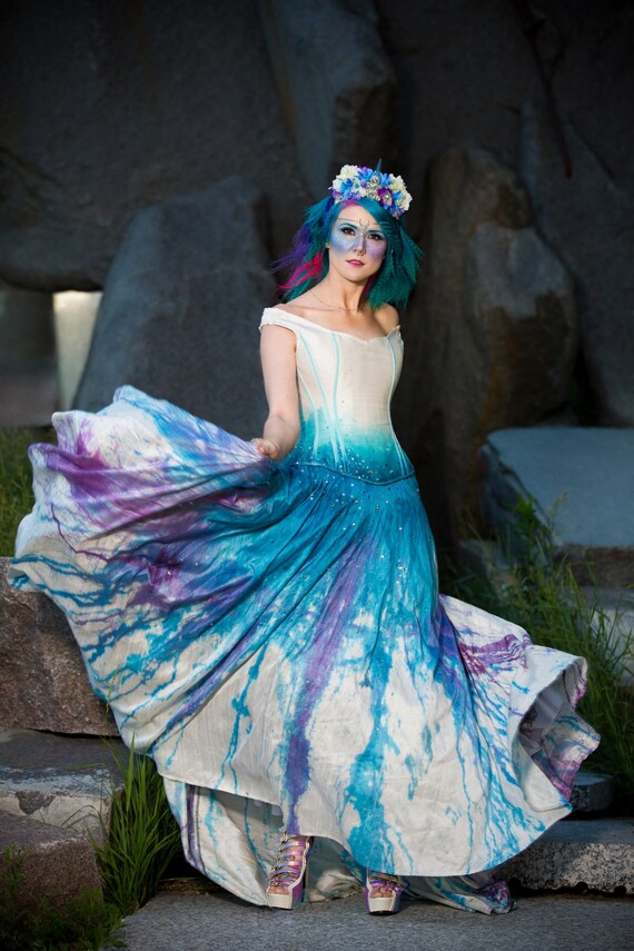 Galaxy Wedding Dress Off Shoulder Dress Starry Night Fairy Etsy