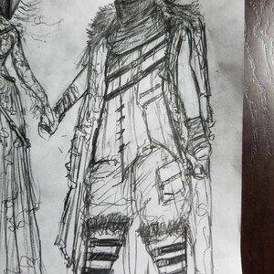 Aangepaste trouwjurk design mode schets of aangepaste cosplay mode illustratie voor Steampunk gotische kleding afbeelding 5