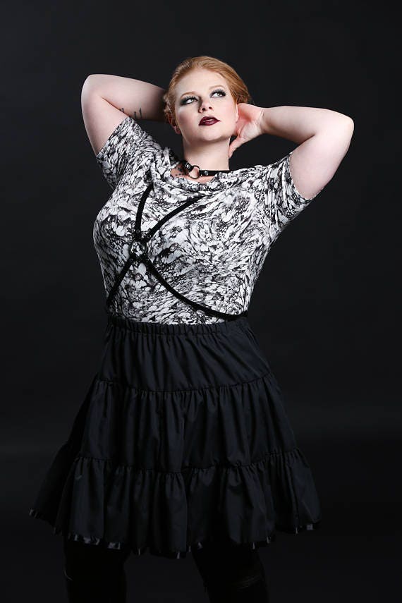 Witchy Clothing Underskirt Black Cotton Goth Skirt Gothic Lolita