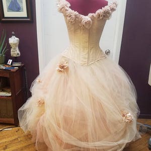 SAMPLE SALE Blush Wedding Dress Pink Fantasy Ball Gown Whimsical Fairy Tulle Skirt Corset Dress Size Medium Dress 12-16 image 8