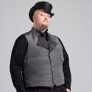 Steampunk Vest Victorian Waistcoat Vampire Clothing Goth Mens Vest with Lapels and Collar Custom to Order