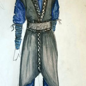 Aangepaste trouwjurk design mode schets of aangepaste cosplay mode illustratie voor Steampunk gotische kleding afbeelding 7