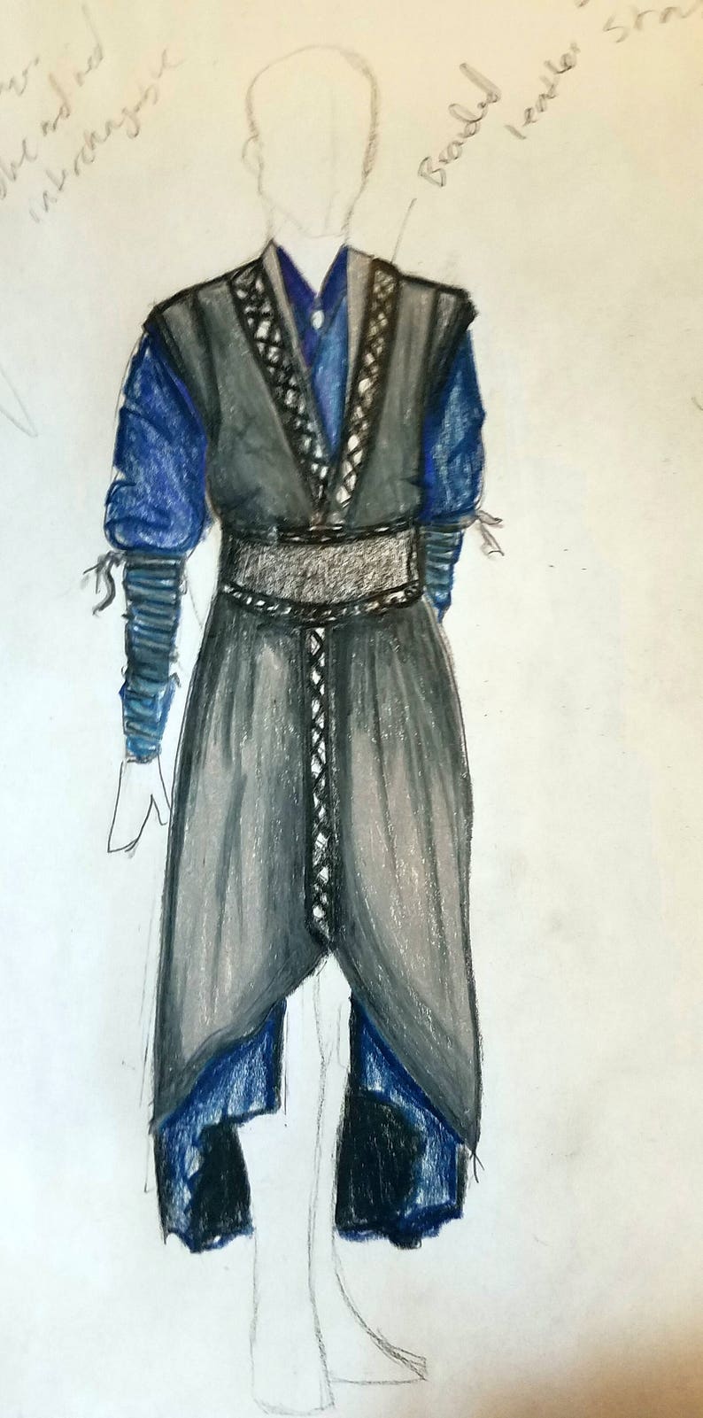 Aangepaste trouwjurk design mode schets of aangepaste cosplay mode illustratie voor Steampunk gotische kleding afbeelding 7