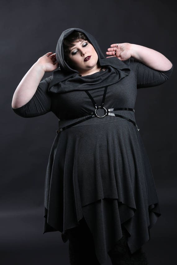 Hooded Goth Dress Gothic Cowl Hood Cyberpunk Women Alternative Clothing  Handkerchief Hem Petite to Plus Size Custom to Order 