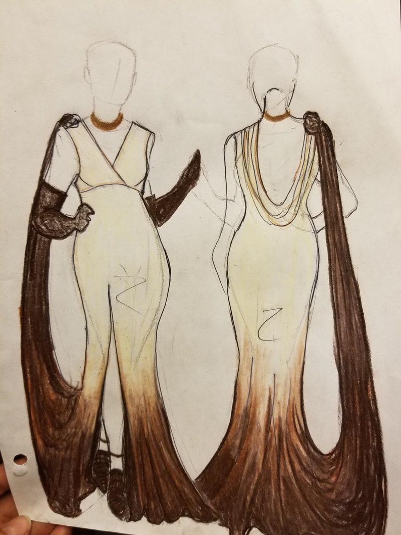 Custom Wedding Dress Design Fashion Sketch or Custom Cosplay Fashion Illustration for Steampunk Gothic Clothing image 8