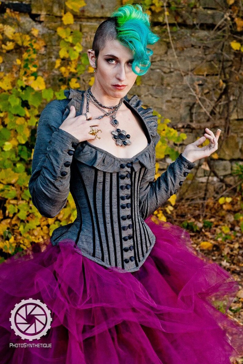 Steampunk Corset Jacket Gothic Victorian Wedding Renaissance Pirate Outfit Juliet Style Custom to your size image 1