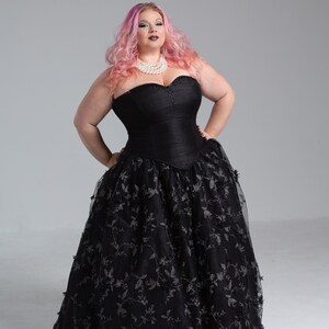 Gothic Black Princess Wedding Dress Fae Queen Mab Plus Size Alternative Gown Dark Masquerade Ensemble Custom to Order Add on Pieces image 8