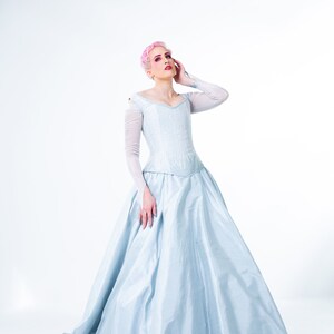 Winter Queen Wedding Dress Ice Wedding Corseted Bridal Gown in Pale Blue Custom to Order Petite to Plus image 3