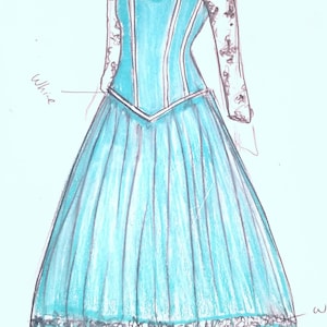 Aangepaste trouwjurk design mode schets of aangepaste cosplay mode illustratie voor Steampunk gotische kleding afbeelding 9
