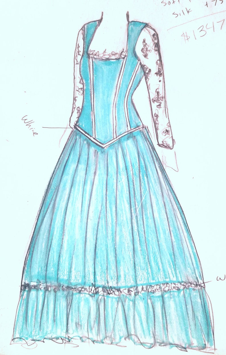 Aangepaste trouwjurk design mode schets of aangepaste cosplay mode illustratie voor Steampunk gotische kleding afbeelding 9