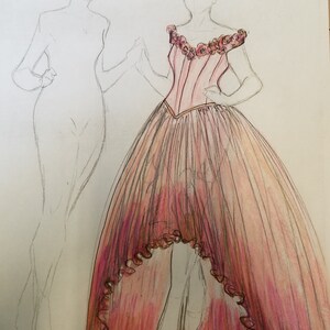 Custom Wedding Dress Design Fashion Sketch or Custom Cosplay Fashion Illustration for Steampunk Gothic Clothing image 3