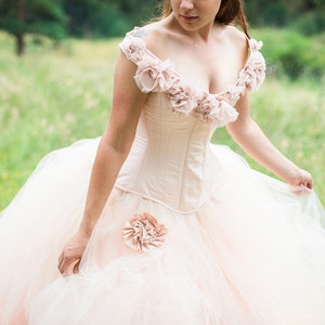 SAMPLE SALE Blush Wedding Dress Pink Fantasy Ball Gown Whimsical Fairy Tulle Skirt Corset Dress Size Medium Dress 12-16 image 4