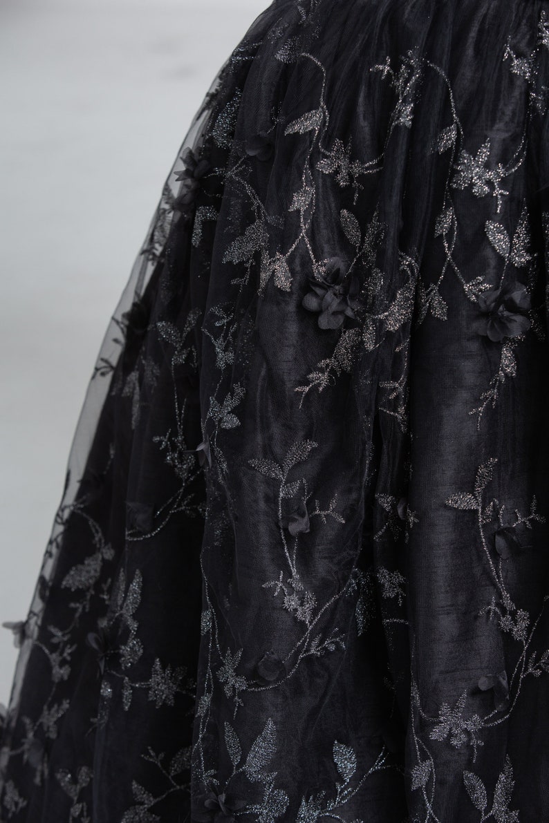 Gothic Black Princess Wedding Dress Fae Queen Mab Plus Size Alternative Gown Dark Masquerade Ensemble Custom to Order Add on Pieces image 10