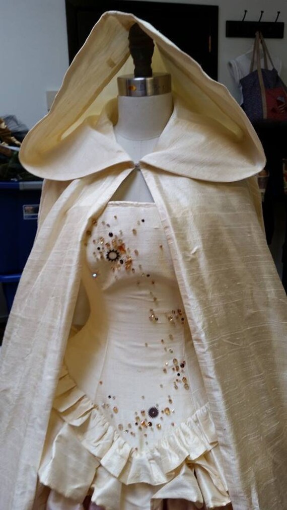 Fairytale Ombre Wedding Cape Silk Hooded Bridal Cloak Etsy