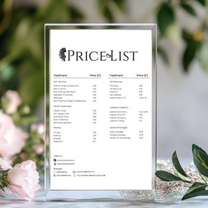 Bearbeitbare Preisliste Vorlage Salonpreisliste Schönheitssalon Preisliste Druckbare Canva-Vorlage Salonvorlage Preisliste für kleine Unternehmen