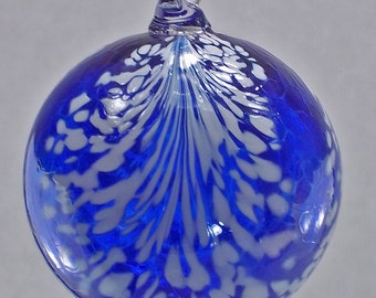 Cobalt Blue Angel Feather Blown Glass Ornament 3.5 inches FREE SHIPPING