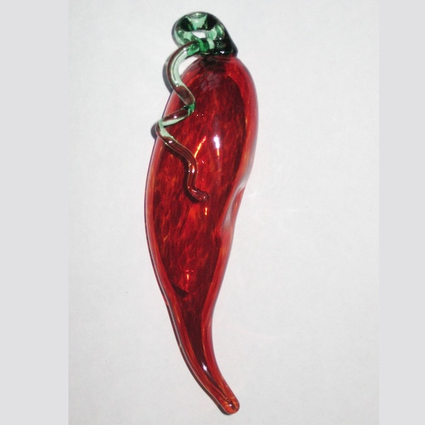 Blown Glass Ornament Red Hot Spicy Chili Pepper 4-6 inches FREE SHIPPING