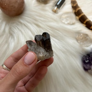 Cluster di quarzo fumé / Cristallo brasiliano grezzo / Punta di quarzo fumé naturale / Cristallo da meditazione / Regalo di quarzo fumé / Cristallo da altare