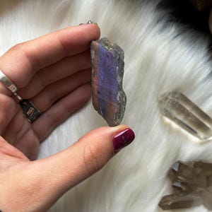 Purple Flash Labradorite Slice: Madagascar Crystal Altar Stone