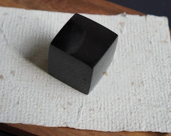 Morion Quartz Cube: Handcrafted Polished Black Crystal From Volyn Ukraine