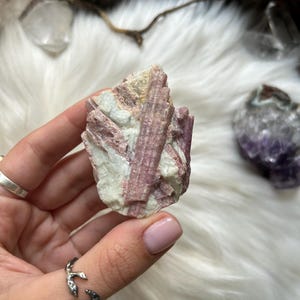 Raw Rubellite Tourmaline in Matrix | Natural Red Tourmaline Crystal | Collector’s Mineral Specimen | Healing Tourmaline Stone | Rough Stone