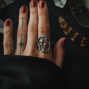 Sterling Silver Mushroom Ring | Witchy Dark Forest Jewelry | One of a Kind | 925 Silver, Blackened Finish | Size 19 | Handmade in Ukraine