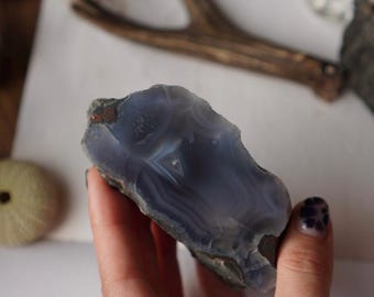 Ukrainian Agate in Basalt: Rafalivka Blue Gray Display Stone