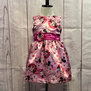 Minnie Maus Party Kleid, Satin Stoff, Schärpe & Schleife