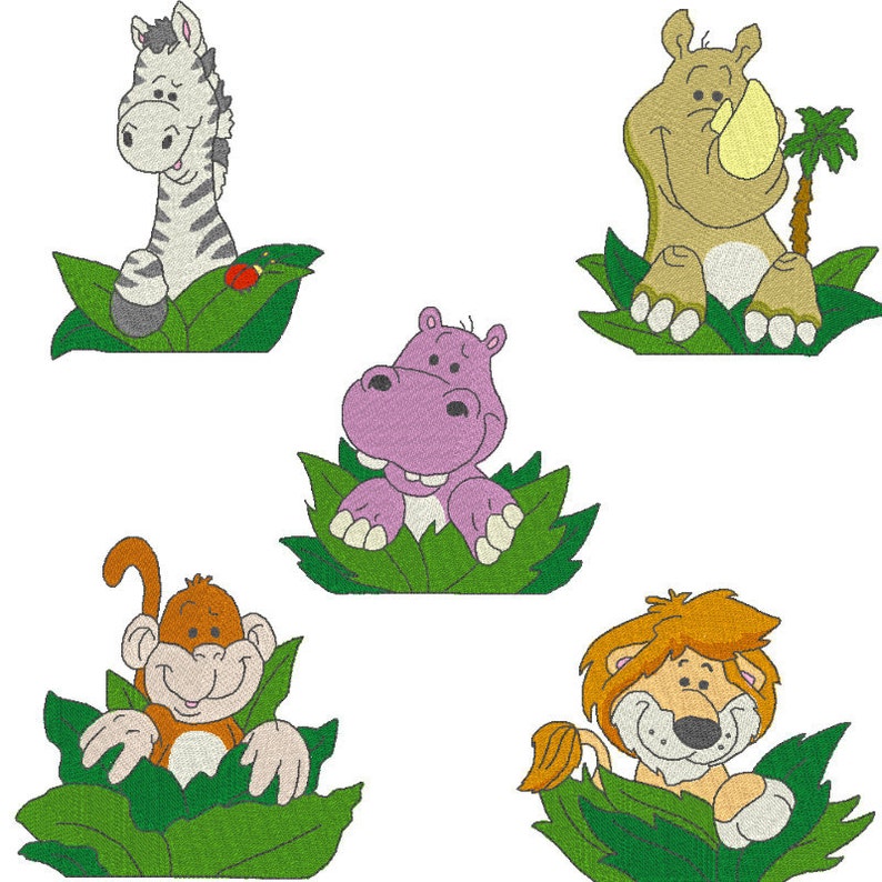 Pocket Zoo Animals Machine Embroidery Designs Etsy